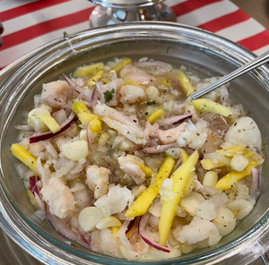 Ceviche de Corvina con Choclo y Mango